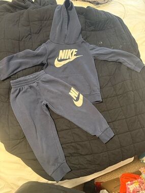 Nike Boys Navy Blue Hoodie & Joggers Set with White Logo